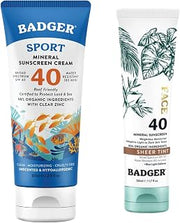 Badger SPF 40 Sport Mineral Sunscreen + SPF 40 Tinted Face Sunscreen