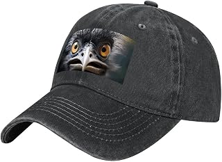 Emu Baseball Caps for Women, Adjustable Low Profile Cotton Hat for Men, Washed Denim Hats