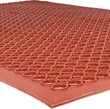 Notrax 3' x 3' Anti-Fatigue Lightweight Restaurant Rubber Floor Mat with | Drainage Holes, Beveled Edges, Non-Slip Mats, Red, T30 Competitor, T30S0033RD