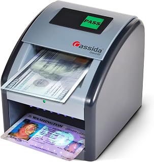 Cassida Omni-ID 2-in-1 Currency Counterfeit Detector with UV Identification Verification Lights – Bill Checker with Infrared, Magnetic and Ultraviolet Sensors - Pass/Fail Display (Pass/Fail + UV)