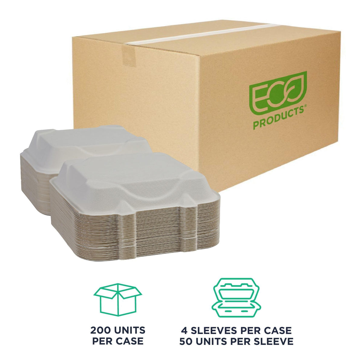ECO PRODUCTS 9" x 9" / White / Classic Clamshell Take Out Containers