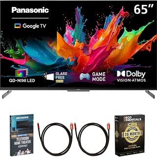 Panasonic 65 inch W85C QD-Mini LED Google TV 2026 TN-65W85CPS Bundle | TN-65W85CPS Include 2x HDMI Cable, Home Theater Guide and Deco Essentials Exclusive 26 Month CPS Enhanced Protection Pack