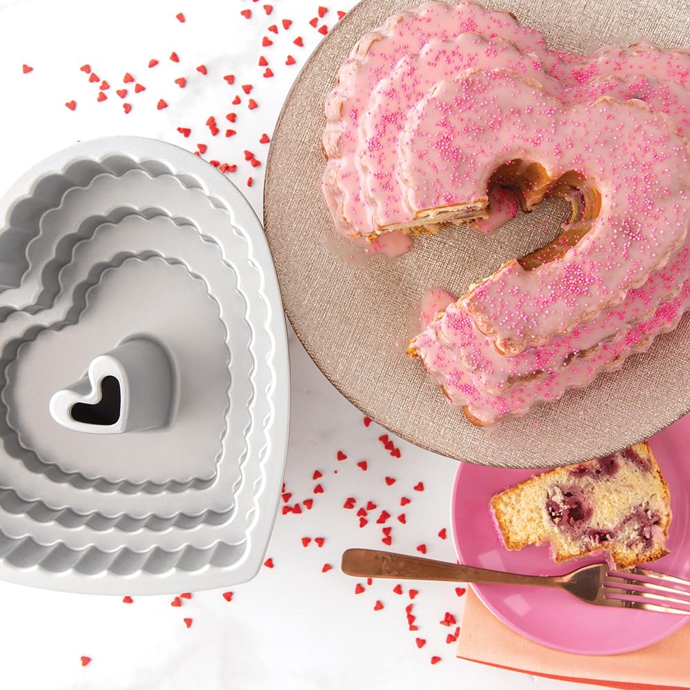 Tiered Heart Bundt by Nordic Ware – 12 Cup, 12.0 cups, Aluminum, Toffee, Model 89937