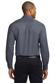 Men's Tall Long Sleeve Easy Care Button-Down Shirt by Port Authority – Cotton,Steel,Stone, Steel Grey/Light Stone, Model TLS608