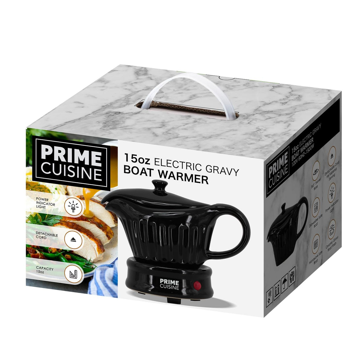 Prime Cuisine Electric Gravy Boat Warmer, 17 Ounces, Black