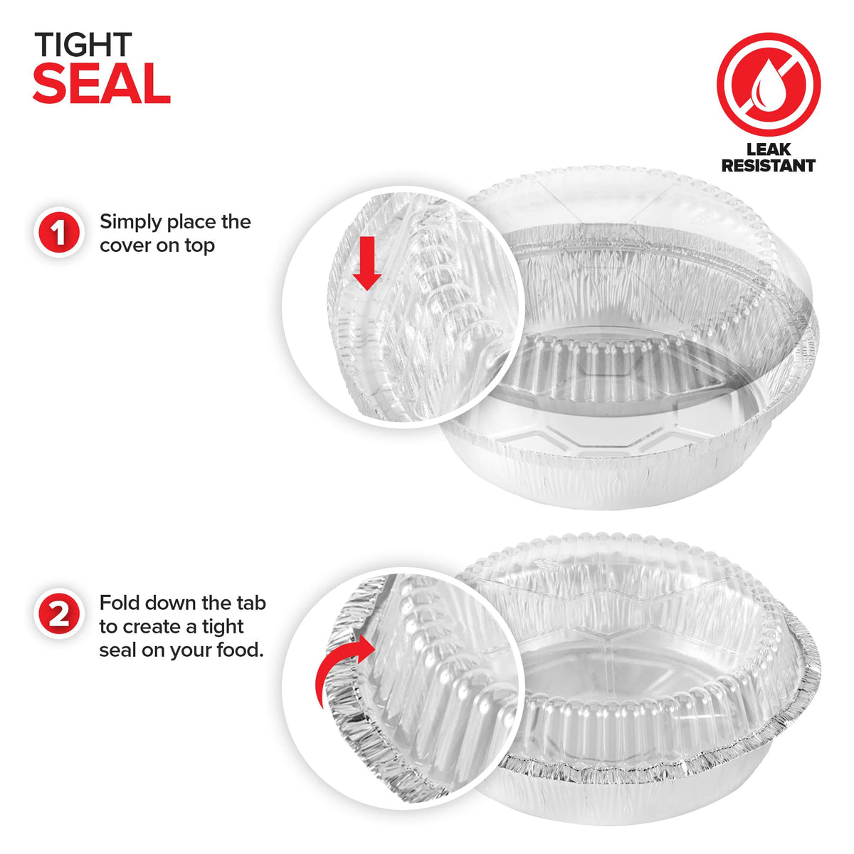 9" Round Aluminum Foil Pans with Lids (40 Pack) Pie Tins Disposable 9 Inch with Lid by Stock Your Home – 9 inches, Aluminum, Silver, Pack of 40, Model 2915