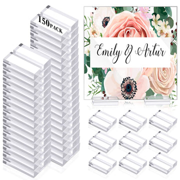 Roowest Acrylic Place Card Holder, 1.2 Inch, Clear, 150 Pack