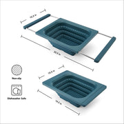 Over-the-sink Collapsible Colander by KitchenAid – 4-Quart, Rubber, Agave, Model KHQ867OSAGA