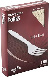 AmerCareRoyal Heavy Weight Unwrapped Disposable Polystyrene Plastic Forks for Restaurants and Catering in Retail Packaging, Champagne, Pack of 1000