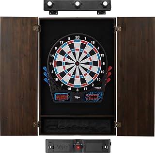 Viper 777 Electronic Dartboard, Metropolitan Espresso Cabinet, Laser Throw Line & Shadow Buster Dartboard Light Bundle