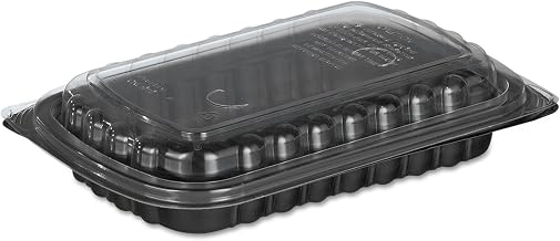 Clearview Mealmaster Rib Containers, Clear/black, 10 X 7 X 2, 90/carton