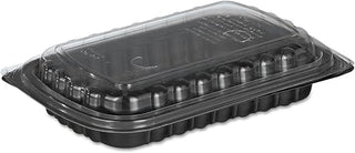 Clearview Mealmaster Rib Containers, Clear/black, 10 X 7 X 2, 90/carton