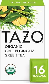 TAZO Organic Green Tea, Green Ginger, Caffeinated Tea, 16 Total Bags