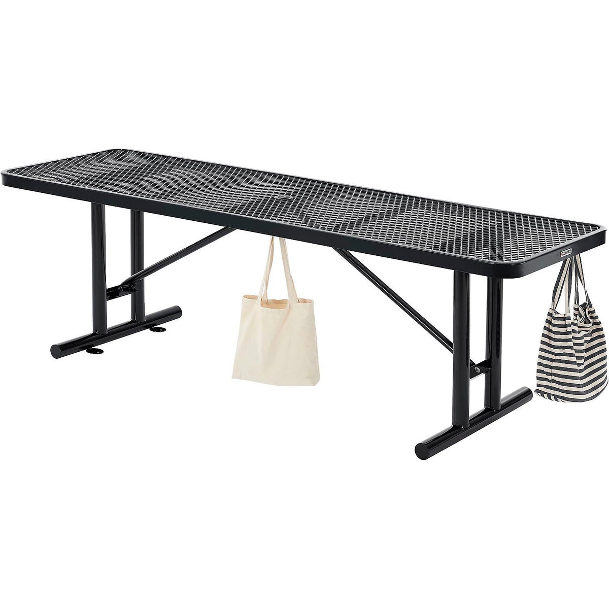 8'L Rectangular Steel Dining Table by Global Industrial – Steel, Black, Model 277570BK