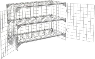 Global Industrial Commercial 1-Tier 2 Door Wire Mesh Security Locker, Gray | 48"W x 24"D x 36"H, Unassembled, Industrial Wide-Span Security Cage, Bulk Storage Locker