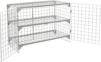 Global Industrial Commercial 1-Tier 2 Door Wire Mesh Security Locker, Gray | 48"W x 24"D x 36"H, Unassembled, Industrial Wide-Span Security Cage, Bulk Storage Locker
