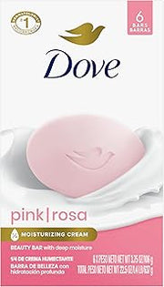 Dove Beauty Bar Soap Pink Rosa, for Soft, Smooth Skin, 6 Bars 3.75 oz