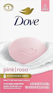 Dove Beauty Bar Soap Pink Rosa, for Soft, Smooth Skin, 6 Bars 3.75 oz