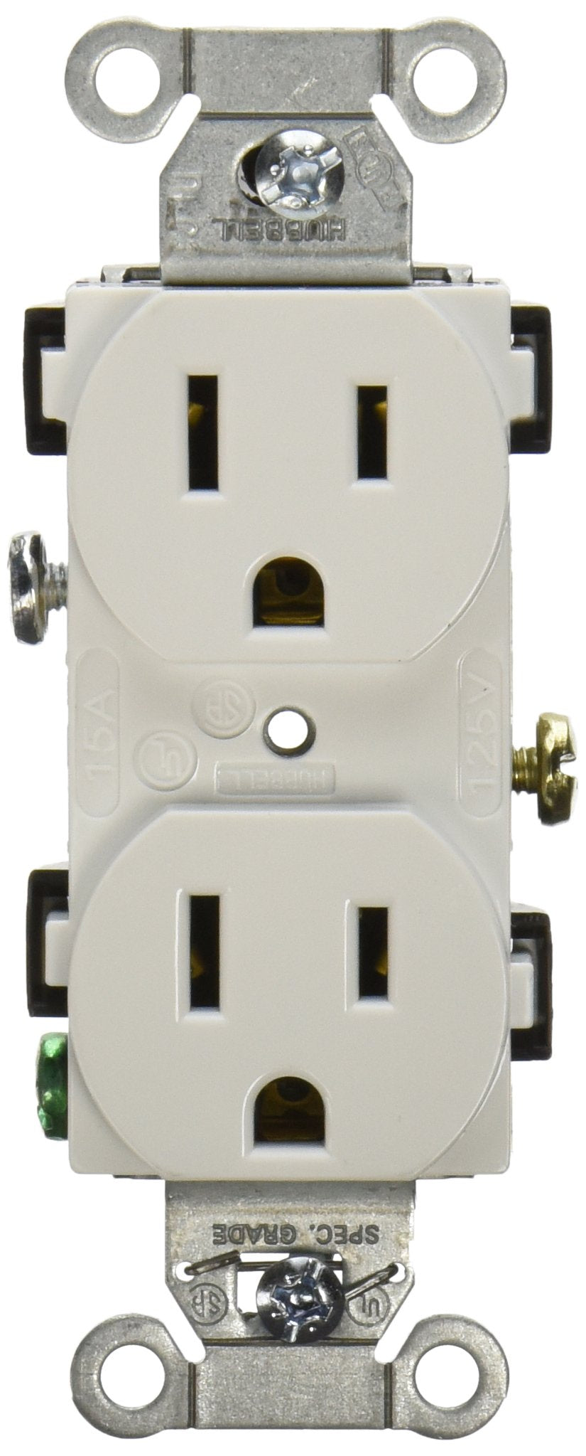 Duplex Receptacle by Hubbell – Plastic, White, Pack of 10, Model CR15WHI