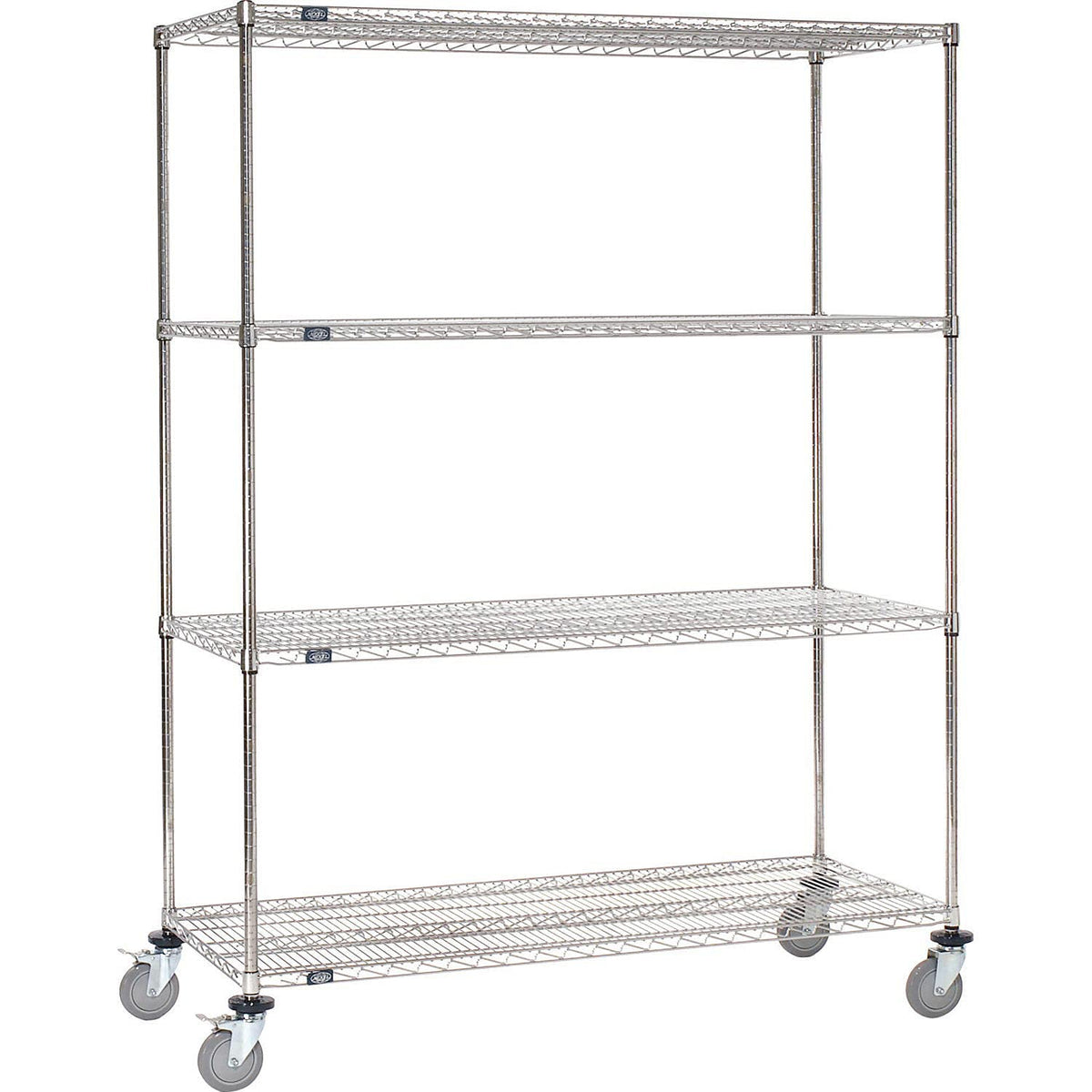 Stainless Steel Wire Shelf Truck by Nexel – 48"L x 18"W x 69"H, 12-Gauge Steel, Gray, Model C18486PSB4
