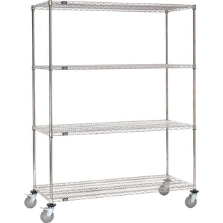 Stainless Steel Wire Shelf Truck by Nexel – 24.5"L x 24"W x 69"H, 12-Gauge Steel, Gray, Model C24606PSB4