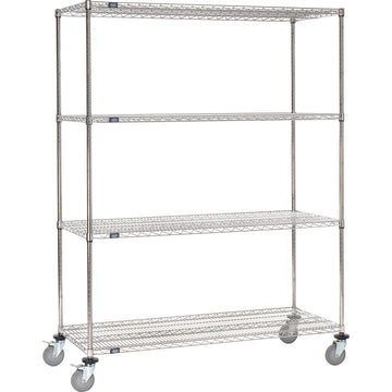 Stainless Steel Wire Shelf Truck by Nexel – 24.5"L x 24"W x 69"H, 12-Gauge Steel, Gray, Model C24606PSB4