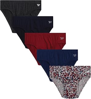Reebok Mens Low Rise Briefs 5 Pack Soft Stretch Cotton Underwear Briefs