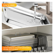 Powerfuel Chafing Dishes, 11 Quart Rectangular Stainless Steel, 4 Pack Silver