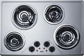 Summit Appliance Summit 30" 4 Burner Electric Cooktop, Stainless Steel - CR431SS | 230 Volt Coil Electric Cooktop, ADA compliant, 30.25 Width.