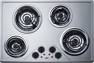 Summit Appliance Summit 30" 4 Burner Electric Cooktop, Stainless Steel - CR431SS | 230 Volt Coil Electric Cooktop, ADA compliant, 30.25 Width.