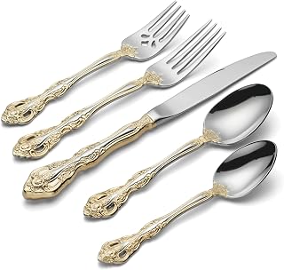 Oneida Golden Michelangelo 20-Piece Silverware Set for 4, Flatware | golden, dishwasher safe | includes knives, forks, and spoons | heavy duty, cutlery set, utensil set, wedding silverware