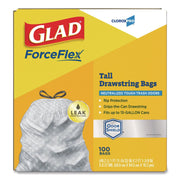 ForceFlexPlus Tall Kitchen Drawstring Trash Bags -13 Gallon White Trash Bag by Glad – 1 Count (Pack of 600), 13.0 gallons, Plastic, White, Pack of 6