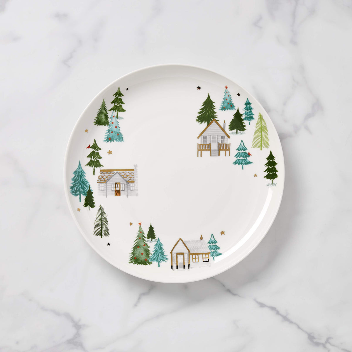 Balsam Lane Round Turkey Platter by Lenox – 12.5", Porcelain, Green, Model 890756