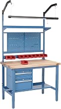 Global Industrial 48" W x 36" D Workbench, 1-3/4" Thick Maple Top Square Edge Complete Bench, Blue
