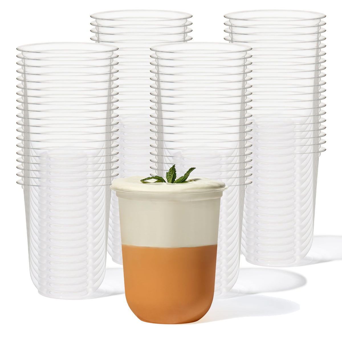 GO 16oz Rounded Bottom PET Arc Cup - Premium Quality Food Safe - Clear U-Shape Plastic Cups - Disposable & Recyclable - Perfect for Parties by TOSSWARE – 16oz, 16 fluid_ounces