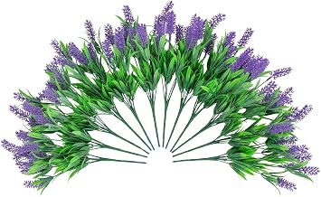 Nearly Natural 13in. UV Resistant Artificial Flowering Lavender Bush (Indoor/Outdoor) - Set of 12