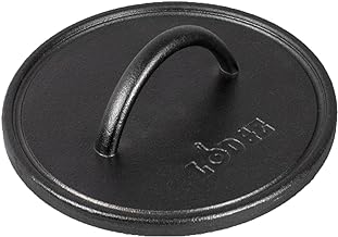 Lodge Pre-Seasoned Cast Iron Round Griddle Press, 8 Inches | Cast Iron Griddle Press for a Restaurant-Quality Sear, Unparalleled Heat Retention for Stove or Grill