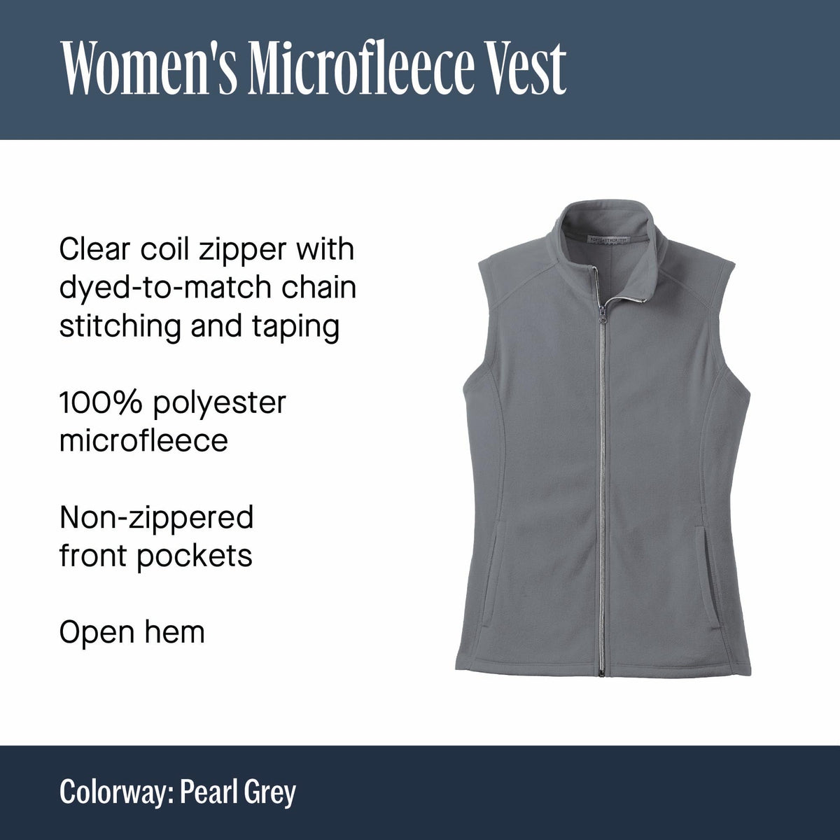 Ladies Microfleece Vest by Port Authority – 3X-Large, Polyester Blend, Pearl Grey, Model SNM-866362