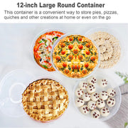SwinDuck Pizza Storage Container, 12 Inch Round with Divider and Handles, Clear 2 Pack
