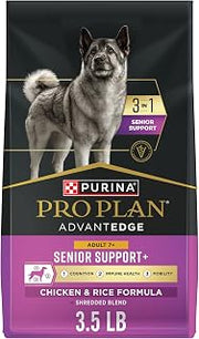 Purina Pro Plan AdvantEDGE Senior Support Plus Shredded Blend Chicken and Rice Formula Dry Dog Food - 3.5 lb. Bag