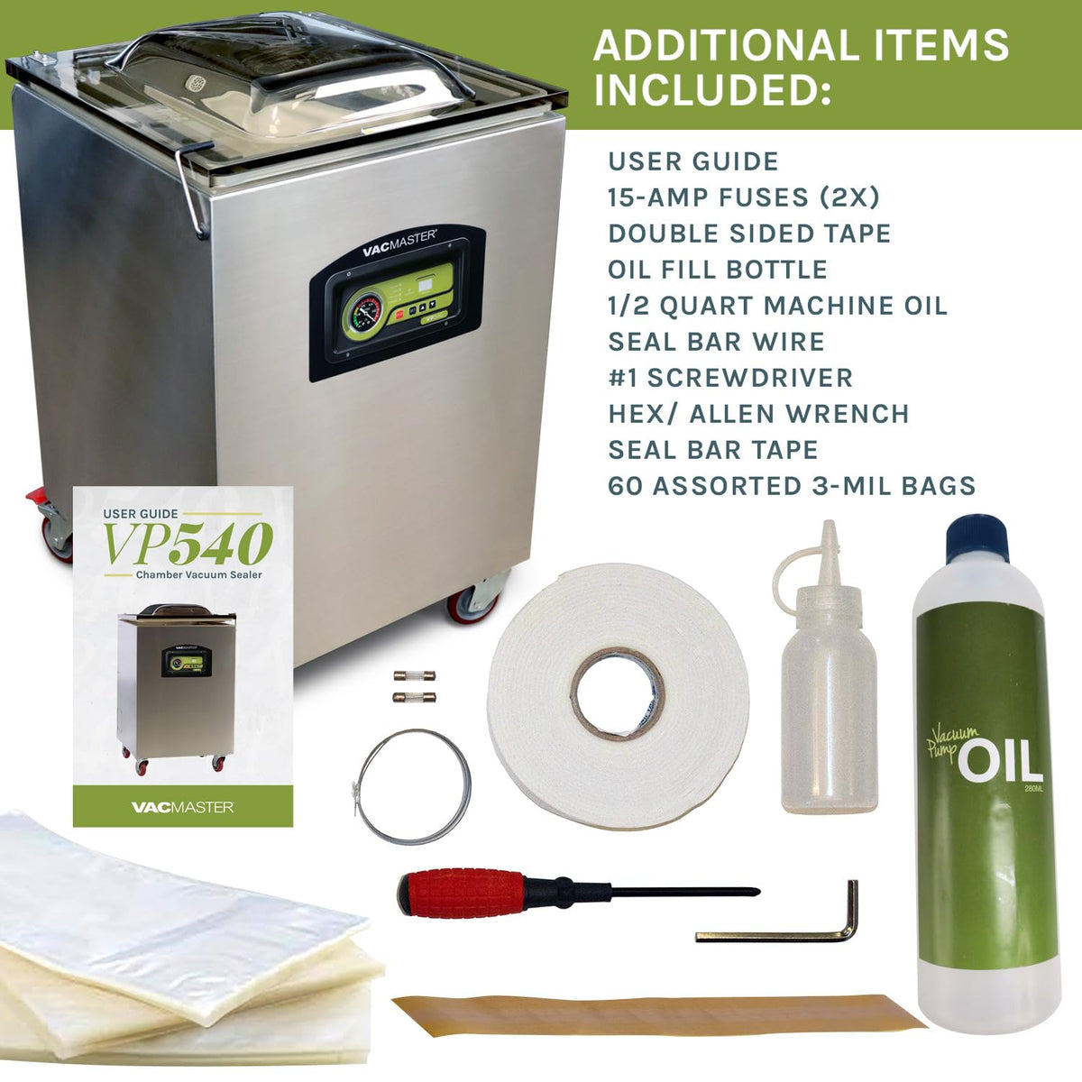 Chamber Vacuum Sealer by Vacmaster – 21.25 in x 20.75 in x 7 in, Stainless Steel, Model VP540