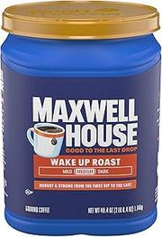 MAXWELL HOUSE Ground Coffee, Wake Up Roast, Medium Roast, 40.4 oz | Robust & Strong Medium Roast Coffee, Smooth & Delicious, Rich Aroma, Roasted in the USA Since 1892, Certified Kosher