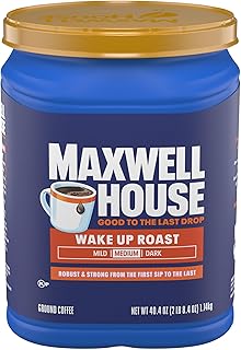 MAXWELL HOUSE Ground Coffee, Wake Up Roast, Medium Roast, 40.4 oz | Robust & Strong Medium Roast Coffee, Smooth & Delicious, Rich Aroma, Roasted in the USA Since 1892, Certified Kosher