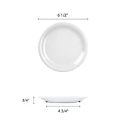 Thunder Group Color white melamine dinnerware collection 6 .5 inch narrow rim round plate by Excellante – Small, Melamine, White, Pack of 12, Model CR106W
