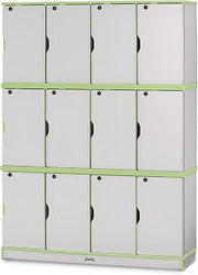 Jonti-Craft Rainbow Accents 4697JC130 Stacking Lockable Lockers - Triple Stack - Key Lime Green