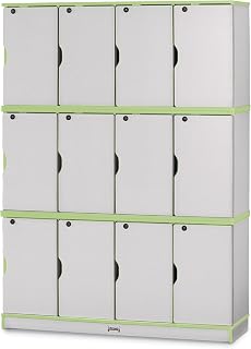 Jonti-Craft Rainbow Accents 4697JC130 Stacking Lockable Lockers - Triple Stack - Key Lime Green