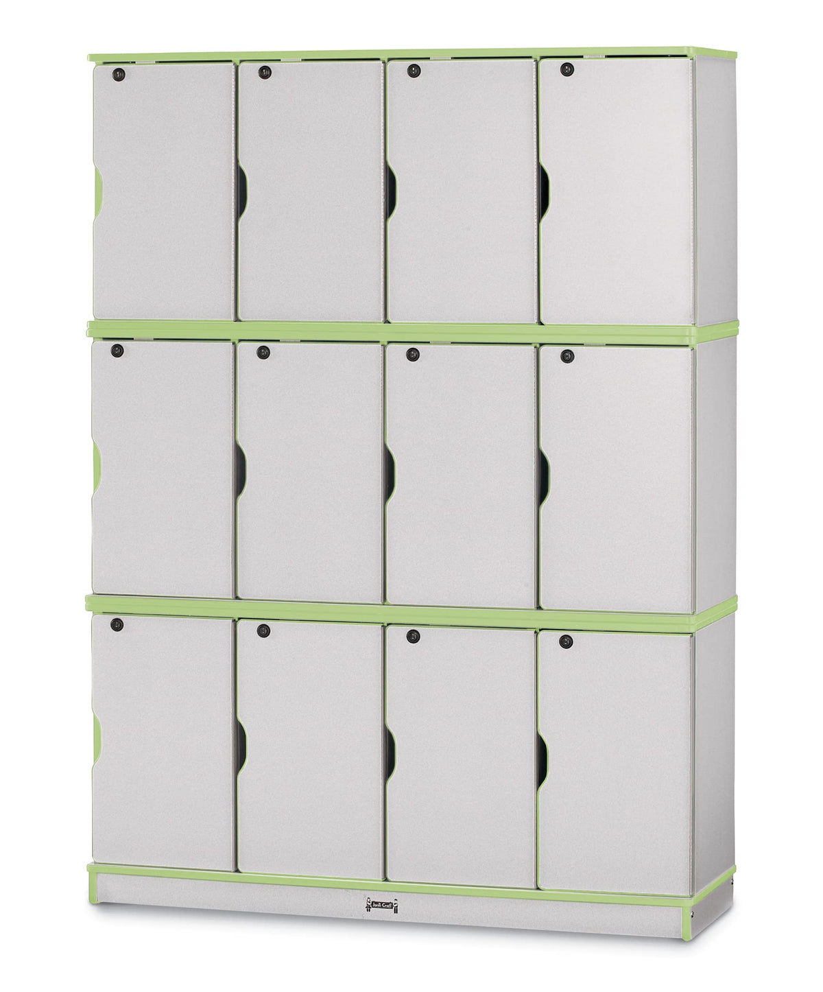 Rainbow Accents Stacking Lockable Lockers - Triple Stack - Key Lime Green by Jonti-Craft – 67" H x 48.5" W x 15" D, Wood, Key Lime, Model 4697JC130