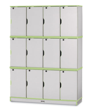 Rainbow Accents Stacking Lockable Lockers - Triple Stack - Key Lime Green by Jonti-Craft – 67" H x 48.5" W x 15" D, Wood, Key Lime, Model 4697JC130