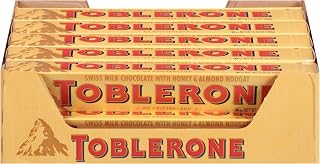 Toblerone Swiss Milk Chocolate Candy Bars with Honey and Almond Nougat, 20-3.52 oz Bars