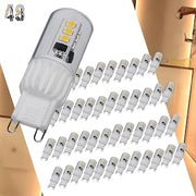 Satco S12129-3.5W G9 Mini LED, Clear Finish, 5000K, 120 Volt, T4 Shape, 3.27” x 0.71”, Natural Light, for Residential, Decorative, Commercial Use (48 Pack)